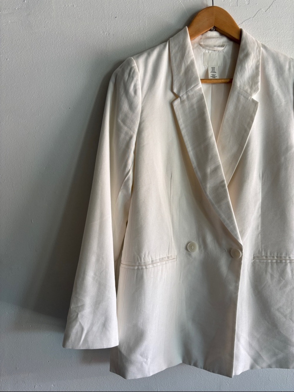 H&M Cream Double-Breasted Blazer
